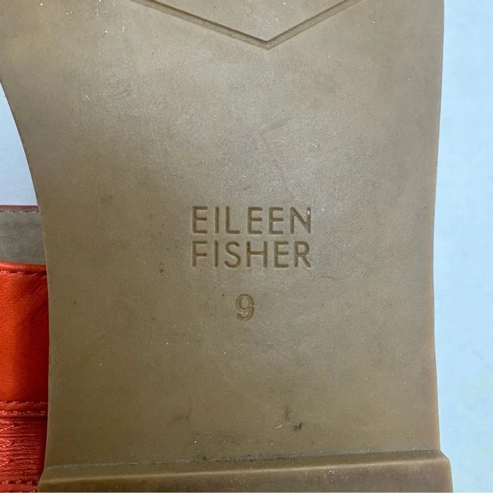 Eileen Fisher Espadrille Sandals Size 9 Orange Leather